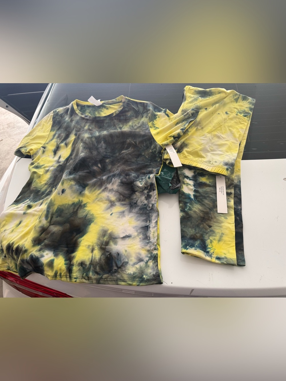 Tie-Dye Yellow and Teal Short Sleeve lounge set